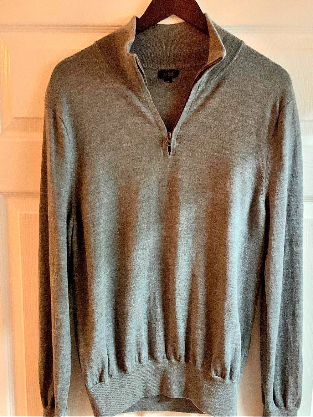 J.Crew Merino Wool Quarter-Zip Sweater Gray Large